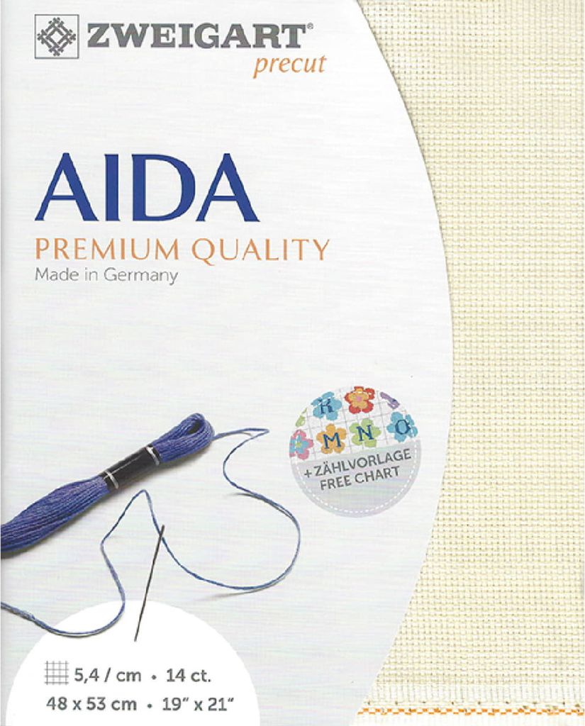 AIDA Zweigart precut 14 ct. Stern-Aida 3706 Farbe 264 hellbeige, Zählstoff für Kreuzstich 48x53cm