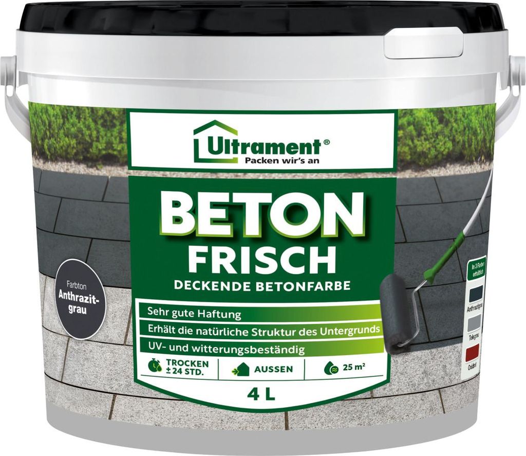 Ultrament Bodenfarbe Beton Frisch 4 L anthrazitgrau Produktbild 