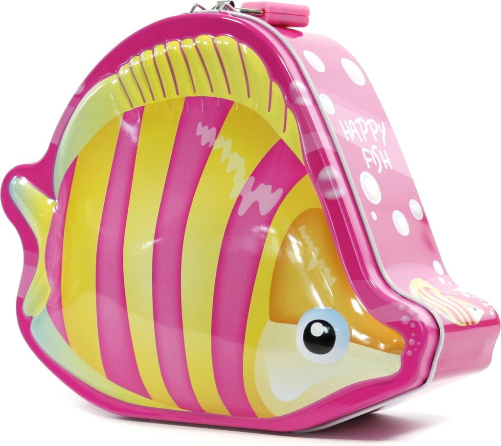 Metall Spardose Fisch mit Schloss - Bunte Sparbüchse für Kinder - Sicher & Dekorativ