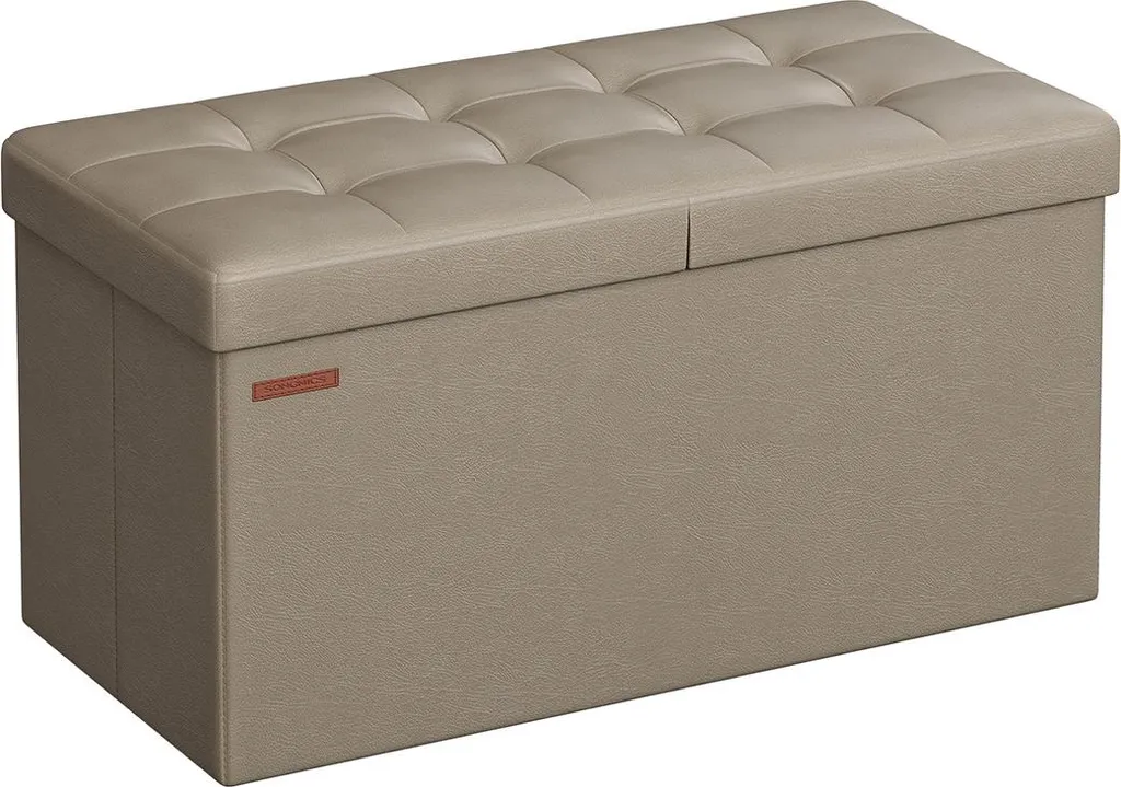 Pouf de rangement rectangulaire pliable brun camel - Banc de lit 76 cm
