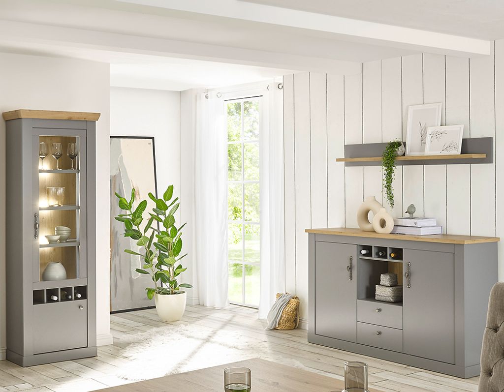 Landhaus Esszimmer Möbel Set in grau mit Artisan Eiche Nb. CHATHAM-61