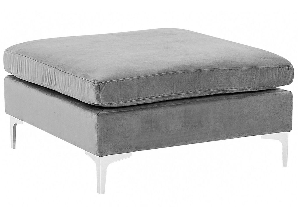 BELIANI Ottomane Grau Polsterbezug aus Samtstoff quadratisch 85x85 cm mit Metallbeinen Silber Wohnzimmer Diele Flur Salon Möbel