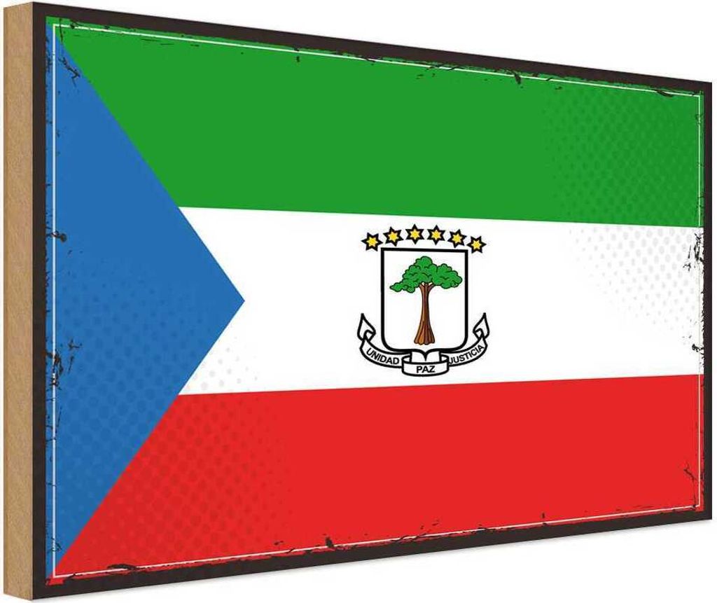 vianmo Holzschild 20x30 cm Äquatorialguineas Flagge Fahne Wappen