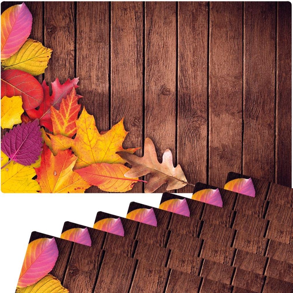 Set di 8 tovagliette lavabili in legno con fogliame Immagine del prodotto 