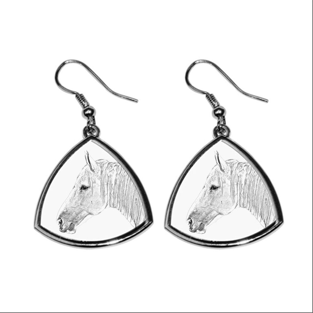 Boulonnais-Pferd - Pferdeohrringe, hängende Ohrringe mit einem Bild, personalisierter Schmuck mit dem Aufdruck der Marke Art-Dog