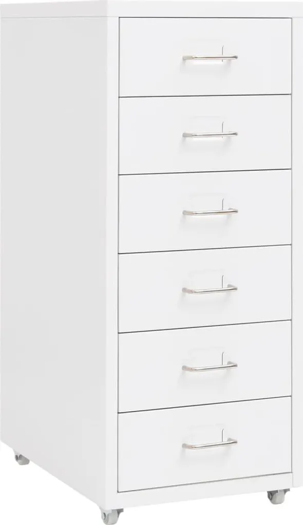 Caisson de bureau mobile en métal blanc avec tiroirs de rangement - 7