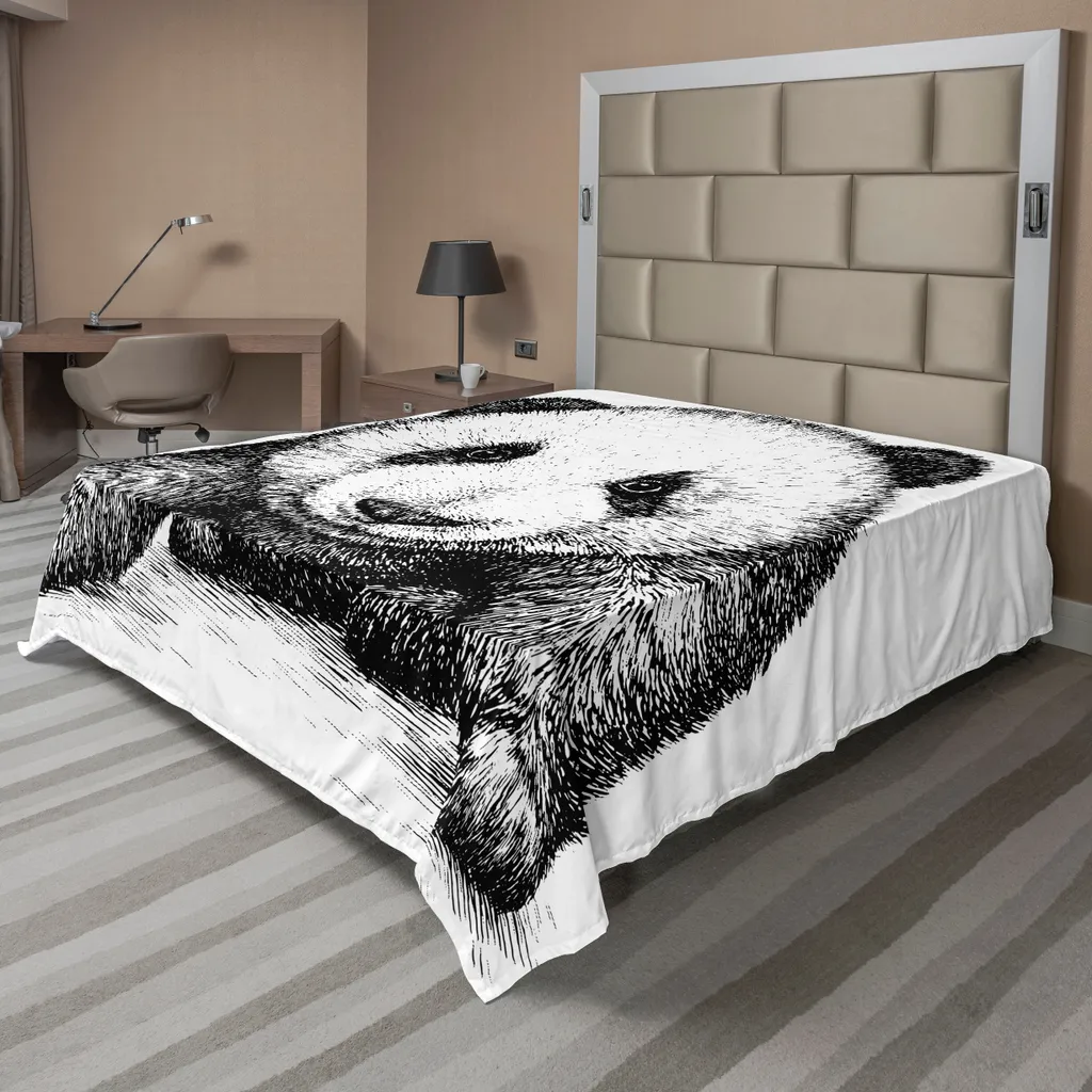 Drap plat doux Panda 266x260cm avec illustrations nature sauvage