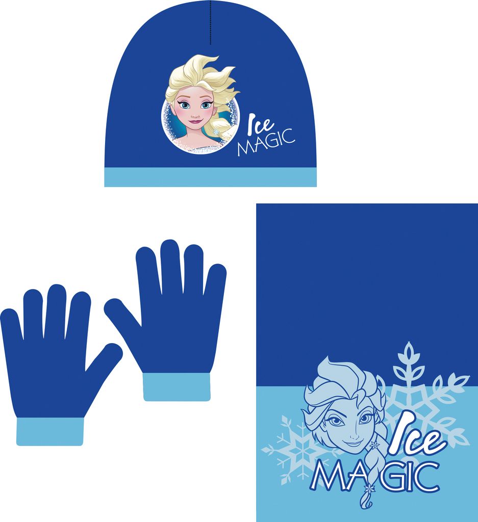 Die Eiskönigin 3tlg. Winterset AUSWAHL Kindermütze Kinderschal Kinderhandschuhe Frozen Anna Elsa Olaf Sven Mütze Schal Handschuhe (Türkis-Blau)