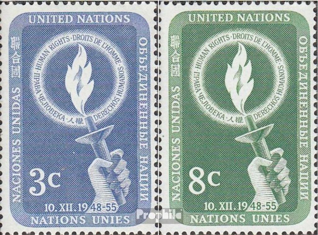 Briefmarken UNO - New York 1955 Mi 45-46 (kompl.Ausg.) postfrisch Menschenrechte