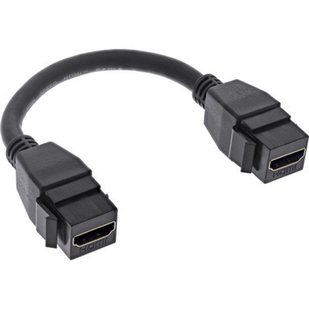InLine HDMI 2x Keystone Kabel 4K/60Hz, HDMI A Buchse/Buchse, schwarz, 0,2m