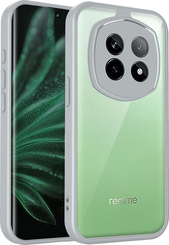 Hülle für Realme P2 Pro/Realme Narzo 70 Turbo Transparente Rückseite TPU Bumper Stoßfest Handyhülle Grau