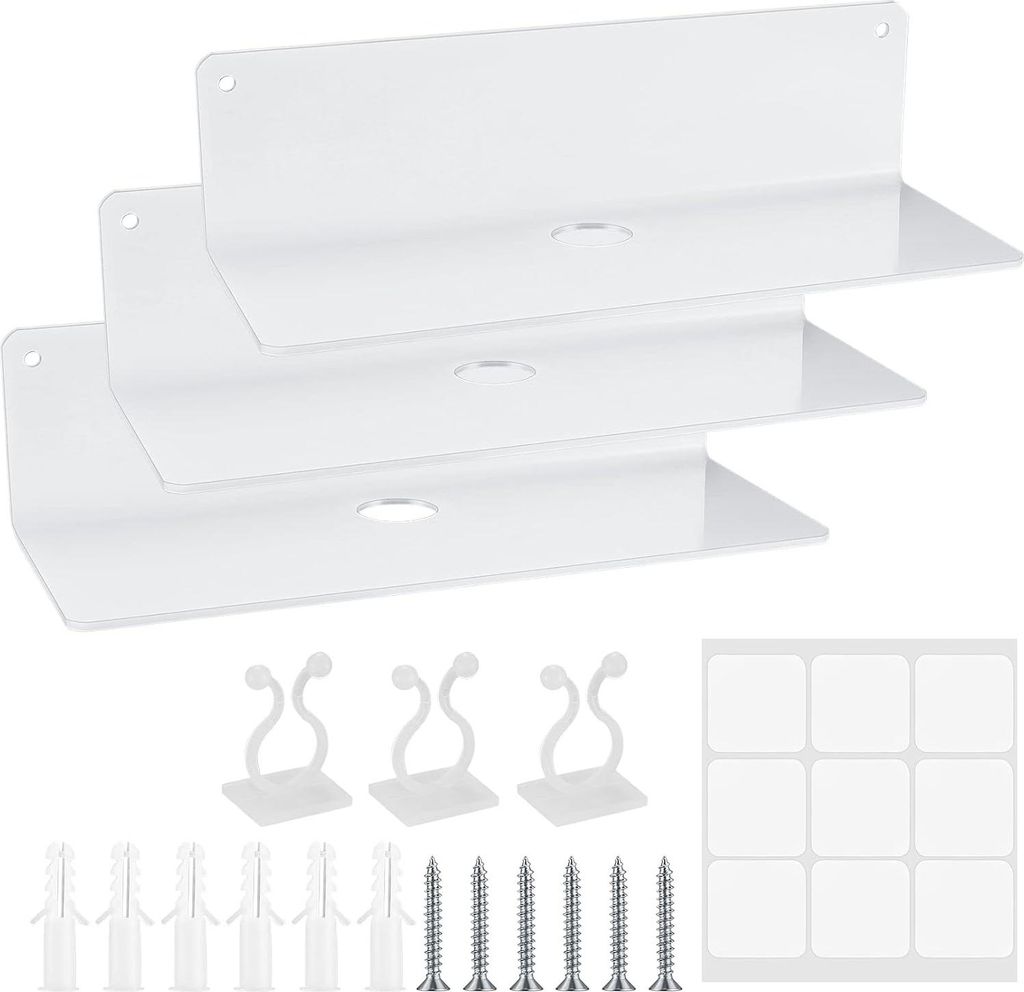 3 Stück Schwimmende Wandregal Acryl ohne Bohren - Weiß