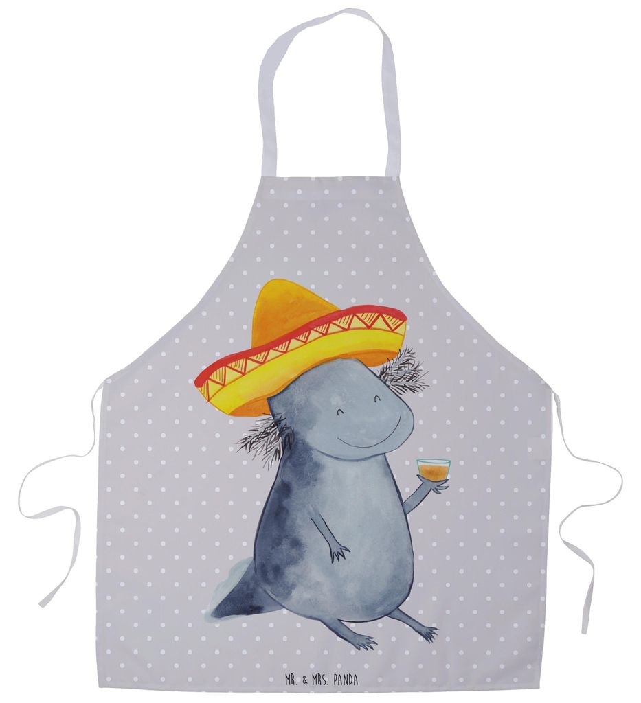 Mr. & Mrs. Panda Latzschürze Axolotl Tequila - Grau Pastell - Geschenk, Küchenzubehör, Schürze, Küchenschürze, Zitrone, Kochkleidung, Urlaub,...