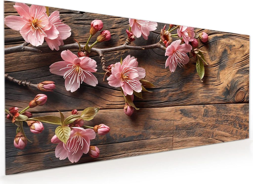 Küchenrückwand Spritzschutz Glas mit Motiv Holzblüten 40 x 40 cm