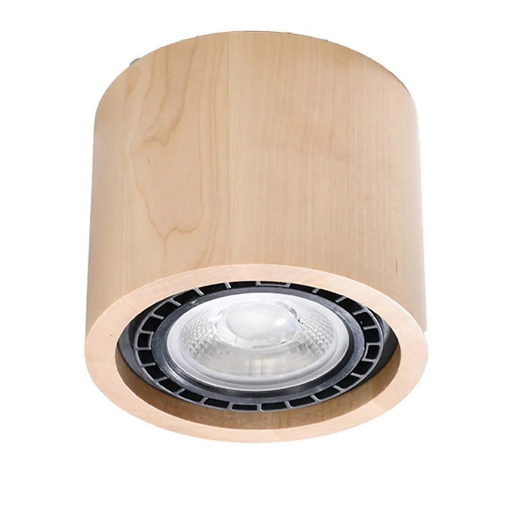 Plafond BASIC 1 Legno Naturale Sollux - Lampada Soffitto GU10 10x14x14 - 1