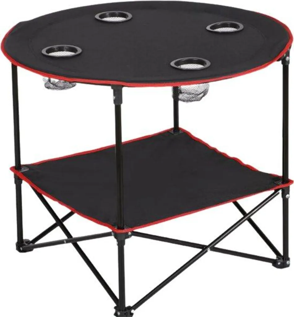 Table d'appoint de camping pliante avec double plateau de rangement