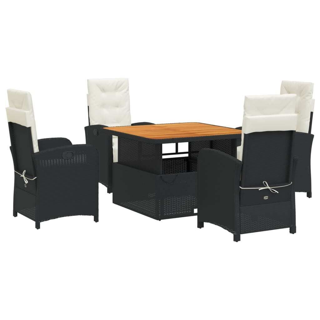 vidaXL 5-dielny záhradný jedálenský set s vankúšmi Black Obrázok produktu 