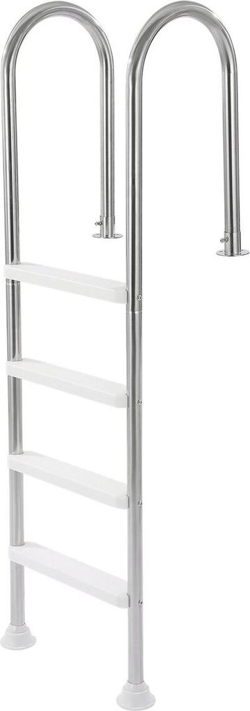 4-stufige Edelstahl-Poolleiter mit 2 Handläufen für 54-Zoll-Pools mit Terrassendeck
