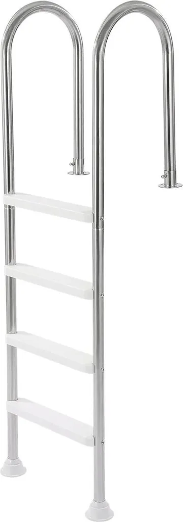 Échelle de piscine 4 marches en inox avec mains courantes pour terrasse