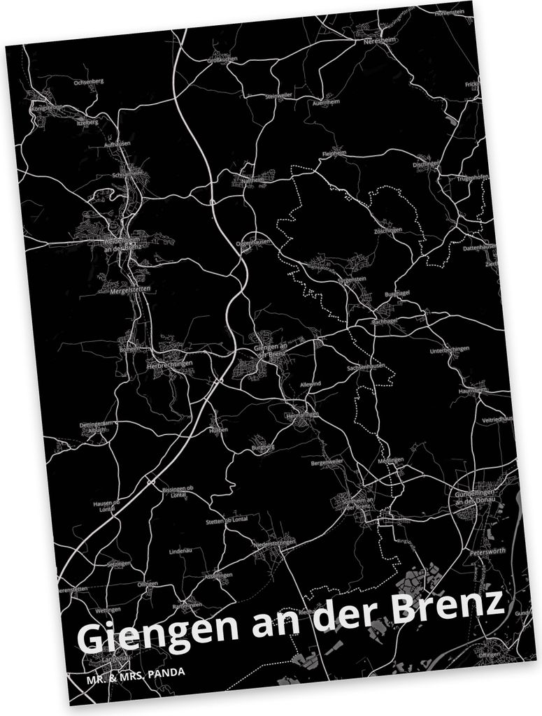 Mr. & Mrs. Panda Postkarte Giengen an der Brenz - Geschenk, Ansichtskarte, Postkarten, Stadt, Fotokarte, Grußkarte, Ansichtskarten, Dorf Karte Lan...