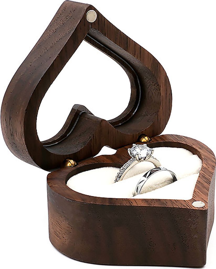 Dřevěný prsten Box šperky boxy měkký interiér Vintage Obrázek produktu 