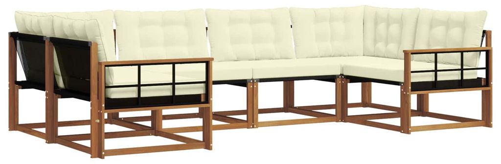 vidaXL Outdoor-Sofagarnitur mit Kissen 6 pcs Natur und Creme