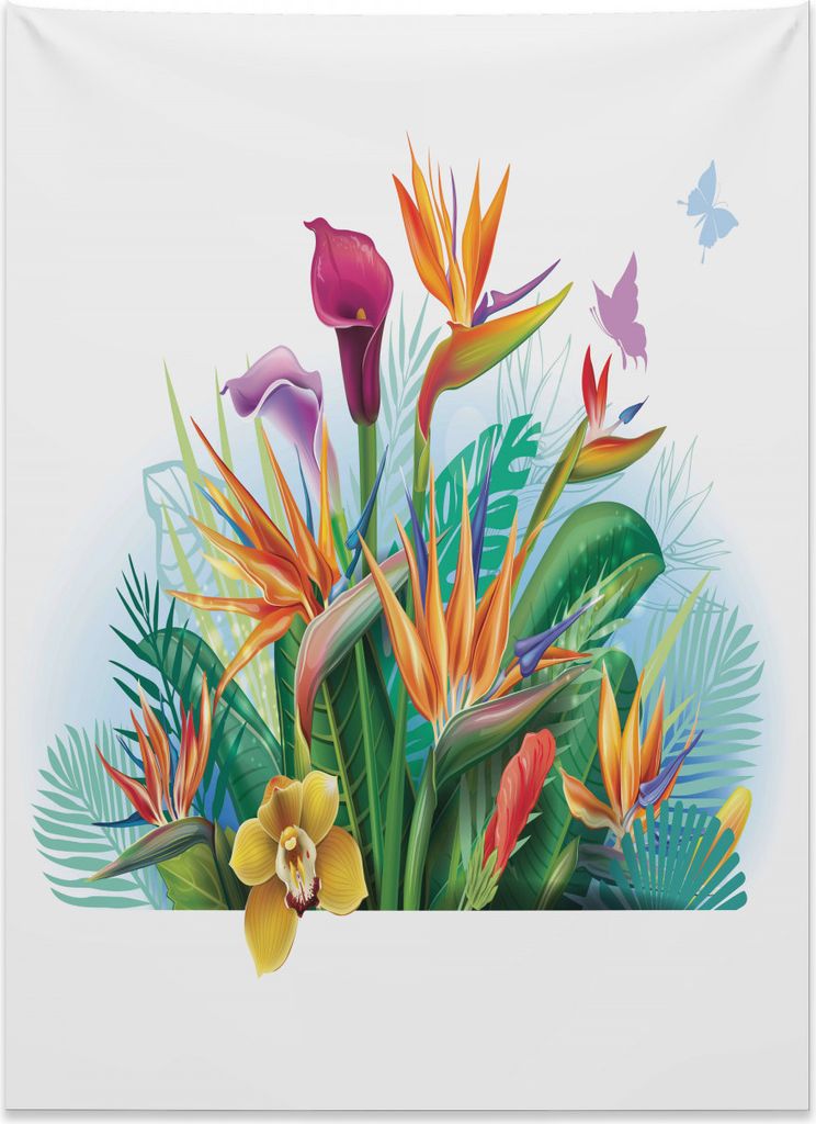 Abakuhaus Orchideen Wandteppich, Exotische Blumen Strelitzia aus Weiches Mikrofaser Stoff Kein Verblassen Klare Farben Waschbar, 110 x 150 cm, Mehr...