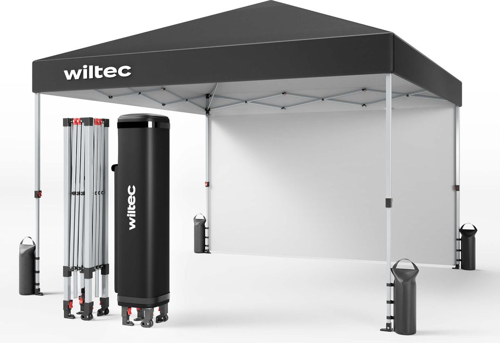 Skladací altánok Wiltec 3 x 3 m sivý s kolieskami, skladací Obrázok produktu 