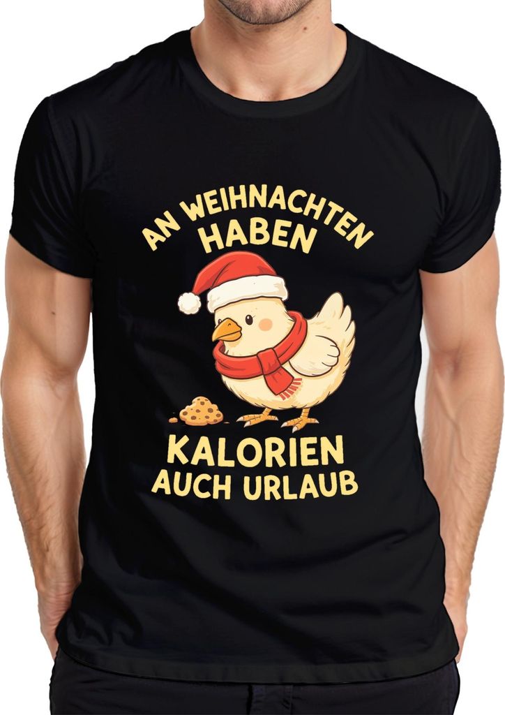Kalorien haben Urlaub Weihnachten Küken lustig Geschenk Herren T-Shirt, Schwarz, S
