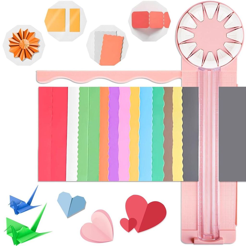 12-in-1 Papierschneider, Schneidemaschine Papier Mit Schnittlinienführung und Seitenlineal, für Bastelpapier, Postkarte, Scrapbook, A4-A5-Papier