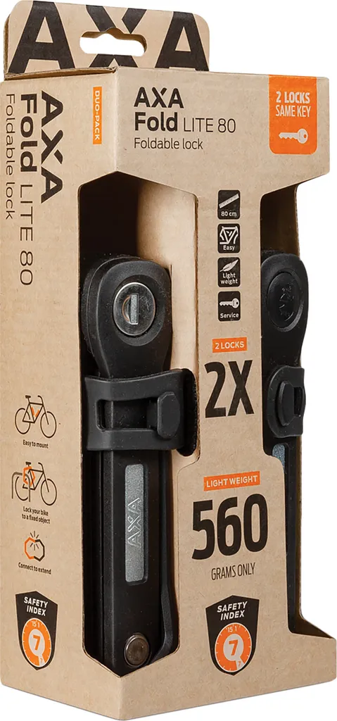 Pack 2 Antivols AXA Fold Lite Duo 80 Contre le Vol de Velo Urbain