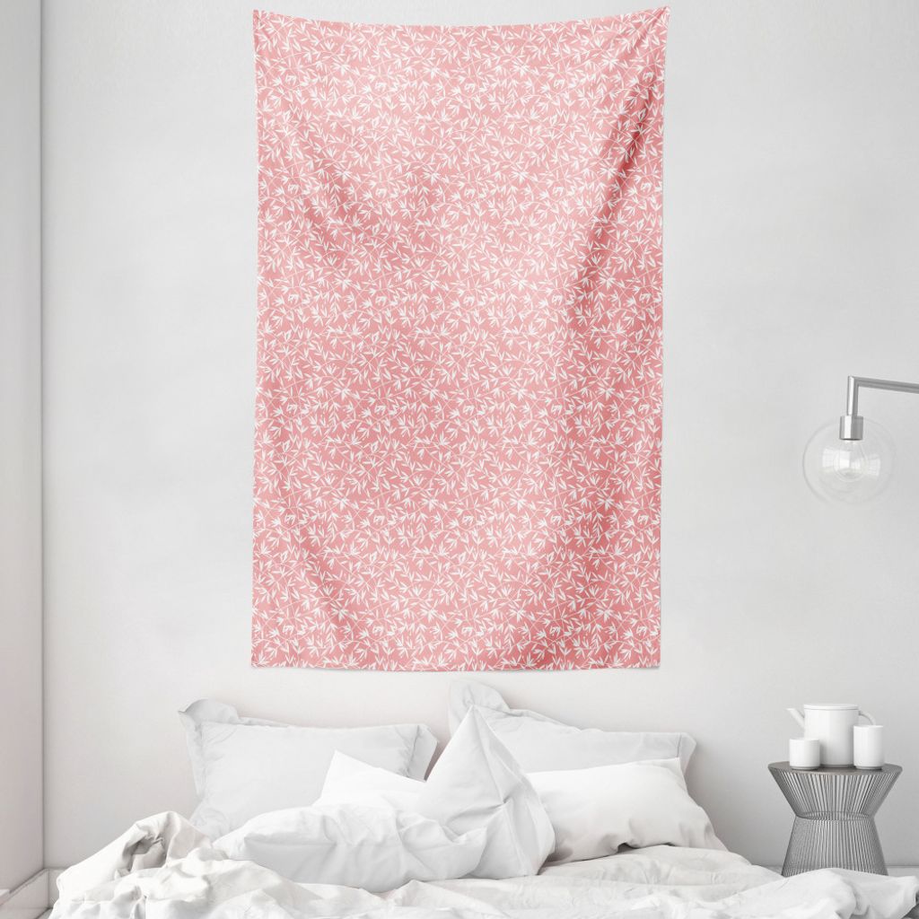 ABAKUHAUS Blätter Wandteppich und Tagesdecke, Ornamental Bambus-Blätter aus Weiches Mikrofaser Stoff Waschbar ohne Verblassen Digitaldruck, 140 x...