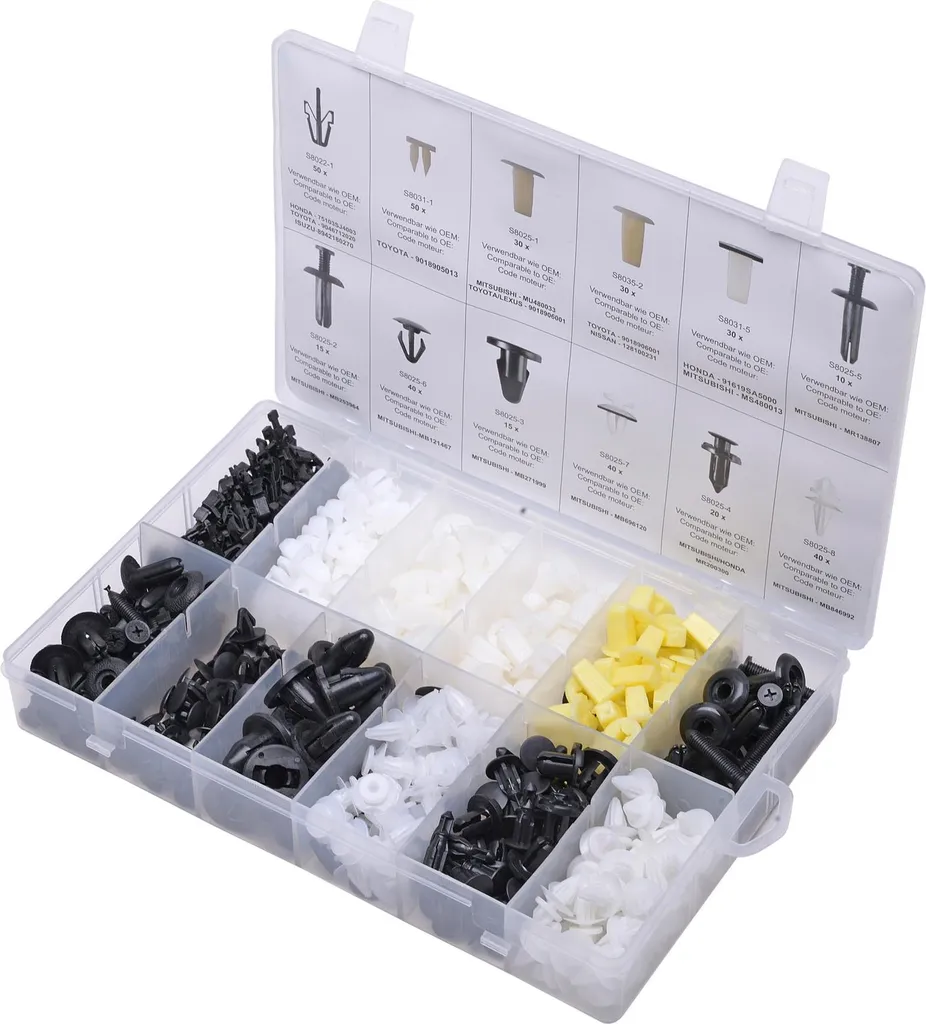 Coffret d'Agrafes de Carrosserie Mitsubishi 370 Pièces SW-Stahl S8025