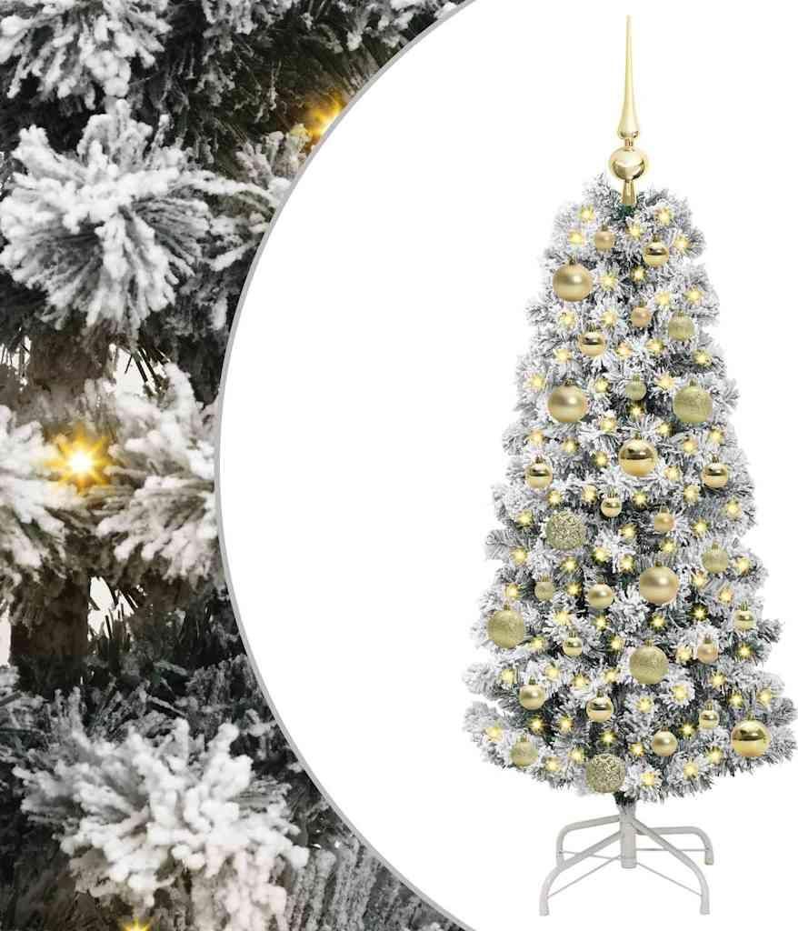 vidaXL Künstlicher klappbarer Weihnachtsbaum Grün und Weiß 120 cm