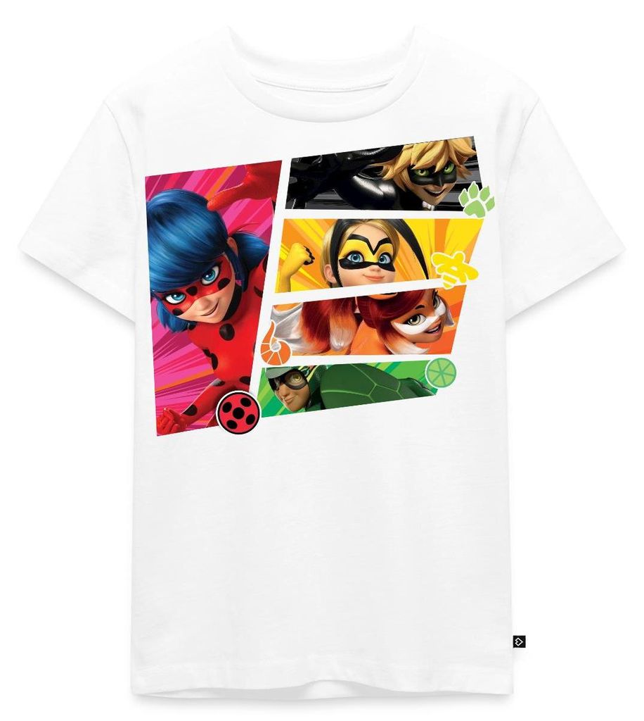 Spreadshirt Miraculous Superhelden Kinder Premium T-Shirt, 122/128 (6 Jahre), Weiß