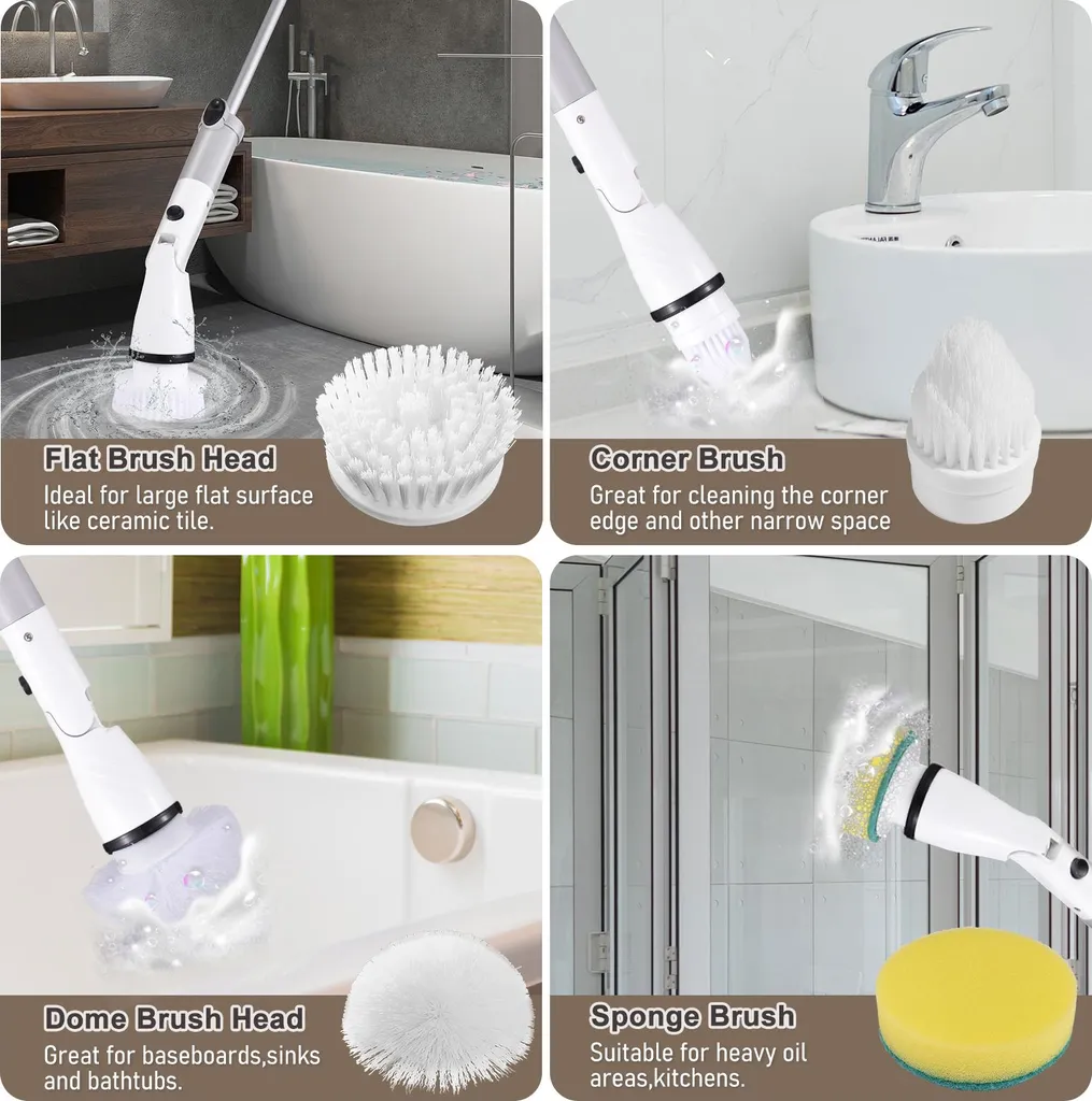 Brosse électrique rechargeable 4000mAh avec manche extensible flexible - 7