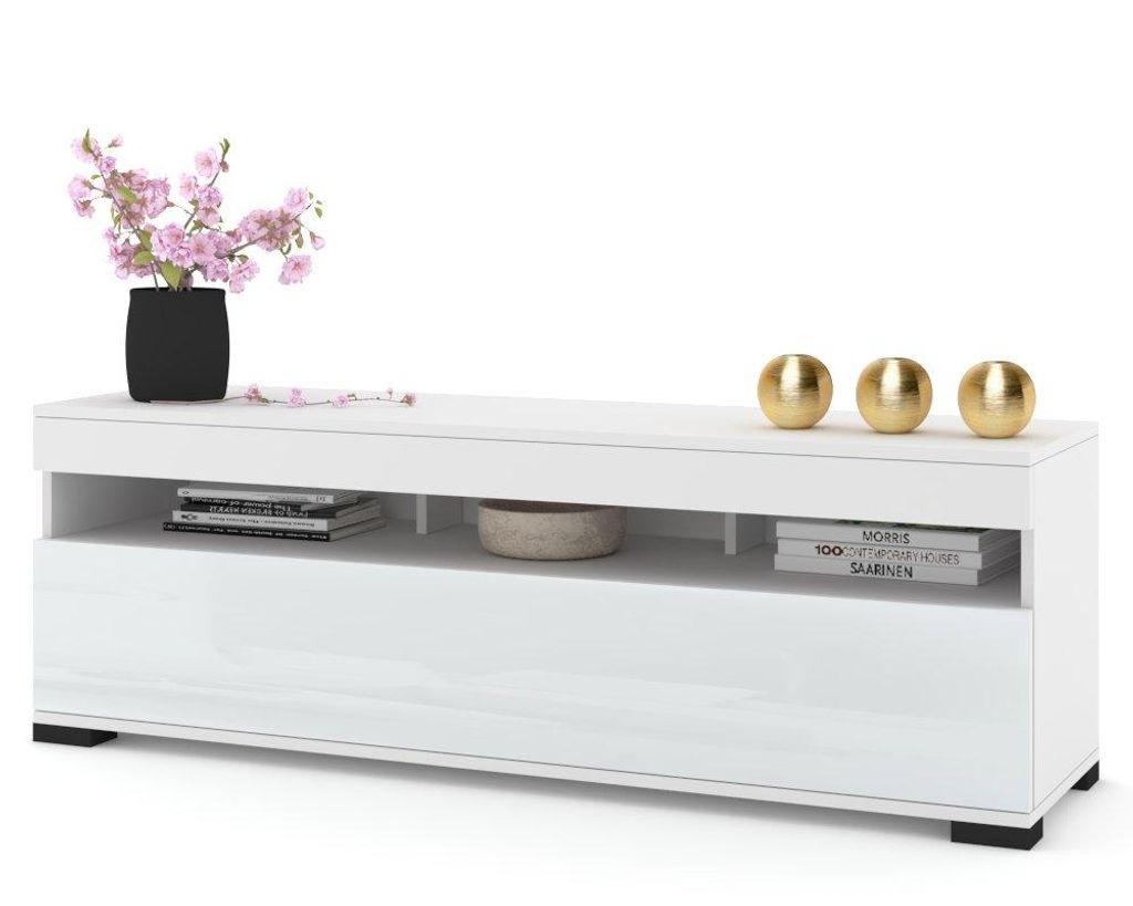 Fernsehschrank TV-Lowboard PLAY STEHEND Weiß Matt/Weiß Produktbild 