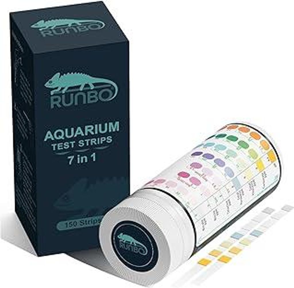 RUNBO 7 in 1 Aquarium-Teststreifen - 150 Stück Aquarium-Test-Set für Süßwasser Fischteich genaue Prüfung der Gesamthärte Gesamtalkalität Kar...