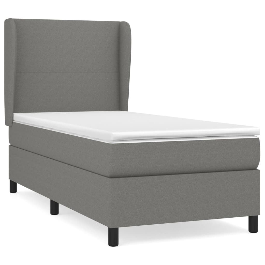 "SALE 2026" Boxspringbett Einzelbett - Gästezimmer - mit Matratze Dunkelgrau 100x200 cm Stoff - Polsterbett Klassische Betten DE5864601