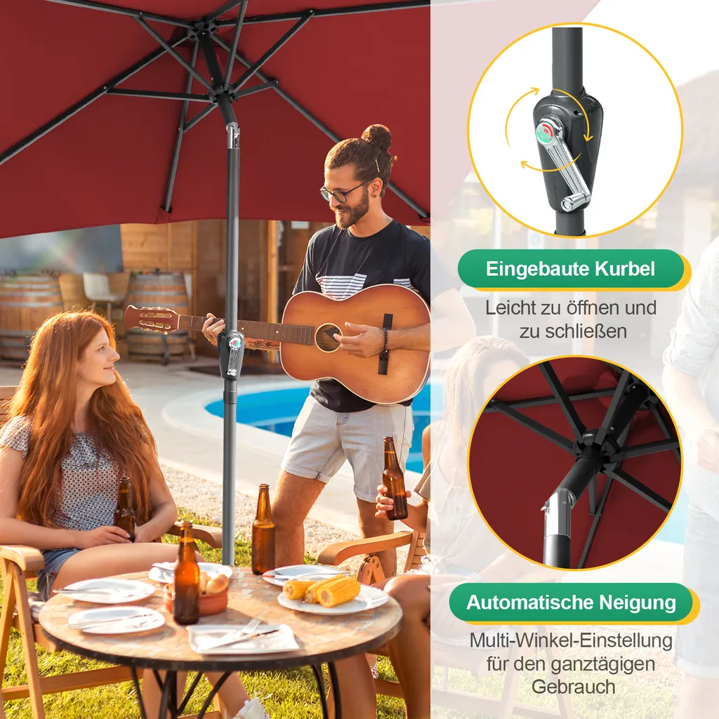 Doppler Ombrellone Rettangolare 190×290 Cm In Alluminio - Da Balcone E Terrazza Con Manovella Tettuccio Inclinabile Protezione Uv 80 E Tessuto Impermeabile 2