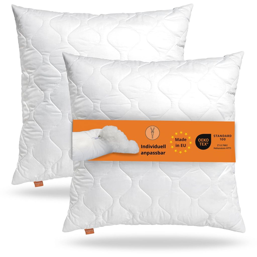 Kopfkissen 45 x 45 cm, 2er Set, Sofakissen, 100% Mikrofaser, für Allergiker geeignet, sleepling Komfort 100