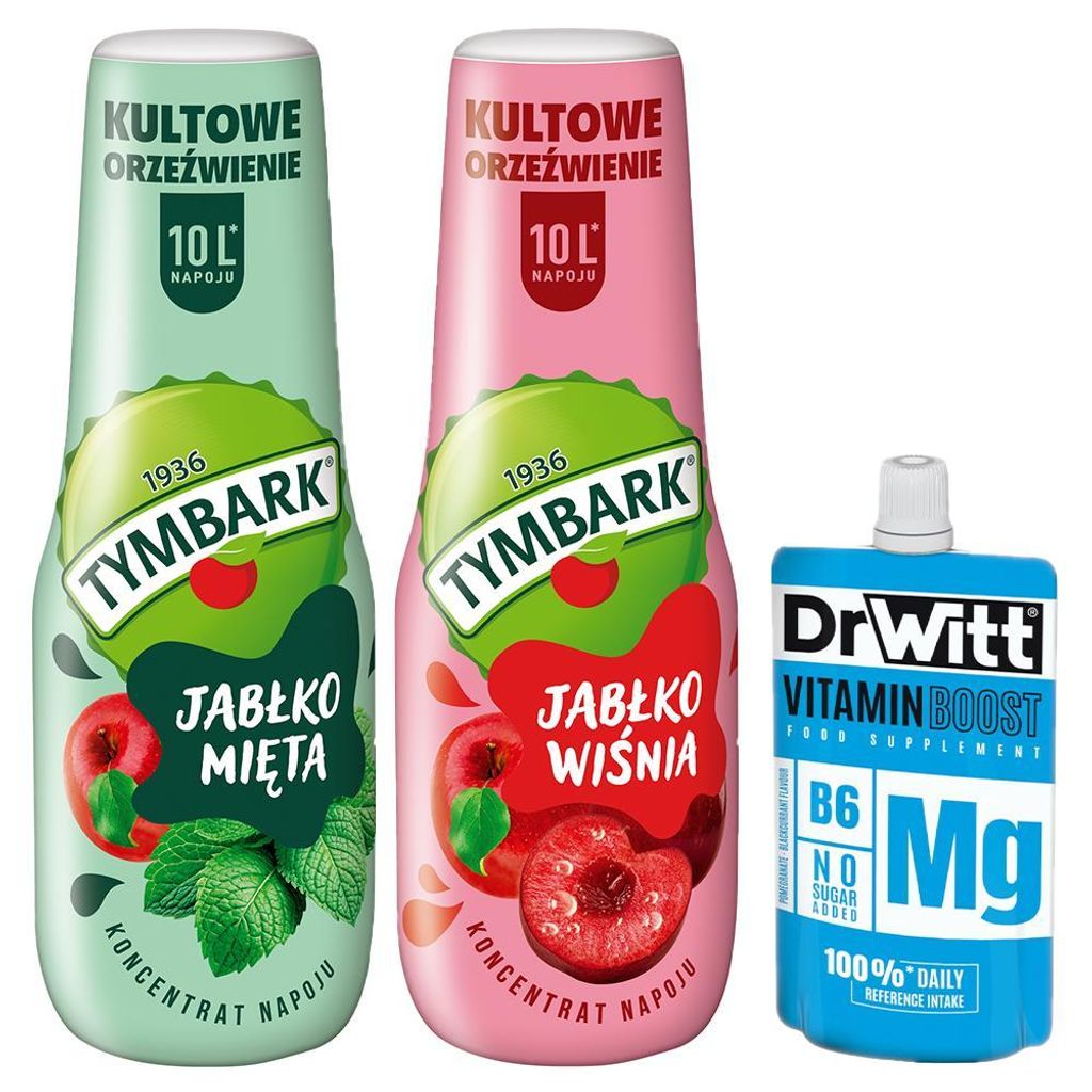 Tymbark Sirup 500 ml Apfel Minze und Apfel Kirsche Produktbild 