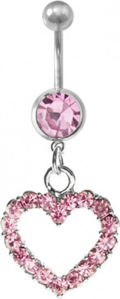 Damenmode Strass Herz Edelstahl Nabelring Bauchnabelpiercing-Rosa