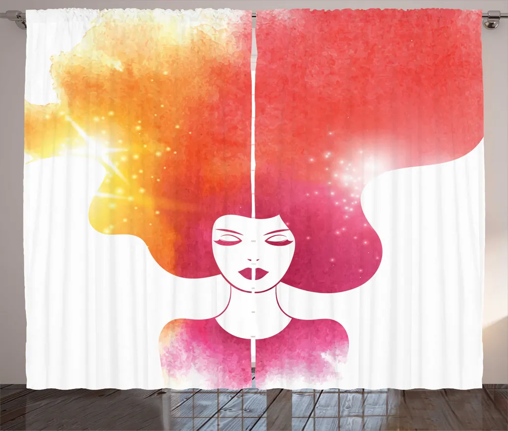 Rideau de Salon Magenta et Marigold avec Ruban Universel et Crochets Inclus