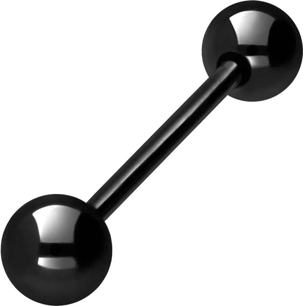 Zungenpiercing, Intim-Piercing Chirurgenstahl Barbell Schwarz Stablänge: 20mm + Stabstärke: 1,6mm + Kugelgröße: 6mm