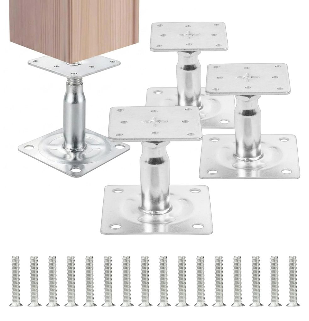 Relaxdays Pfostenträger 4er Set, höhenverstellbar 100-150 Produktbild 