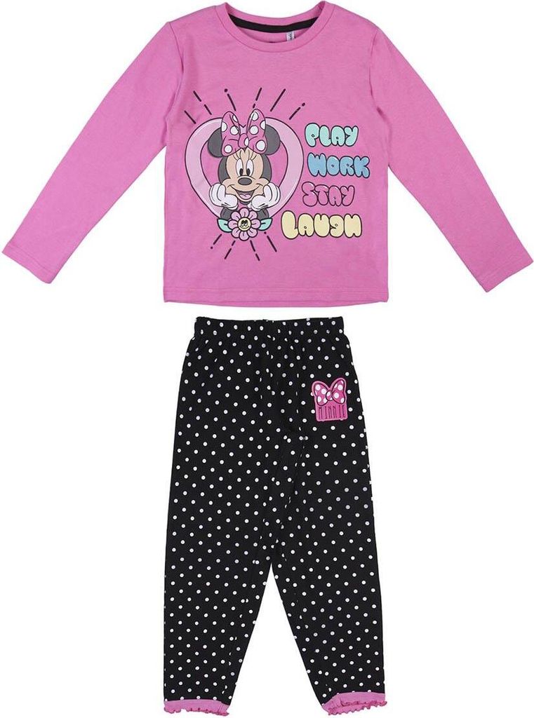 Minnie Mouse Langarm-Schlafanzug, rosa und schwarz, Größe 4 Jahre