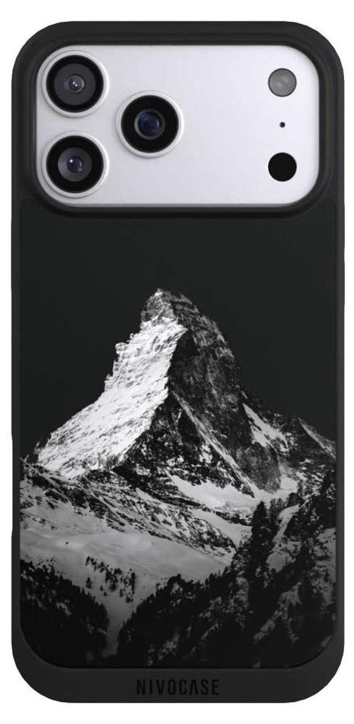 NIVOCASE Handyhülle für Apple iPhone 17 Pro Max Hülle NIVOpure Case Schwarz Alpspitze Berg Schnee