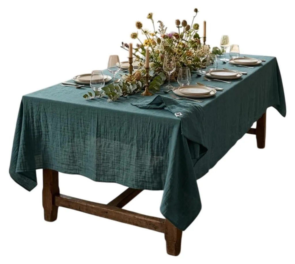 Nappe rectangle en gaze de coton Gaia - Linge de table souple 140x240cm