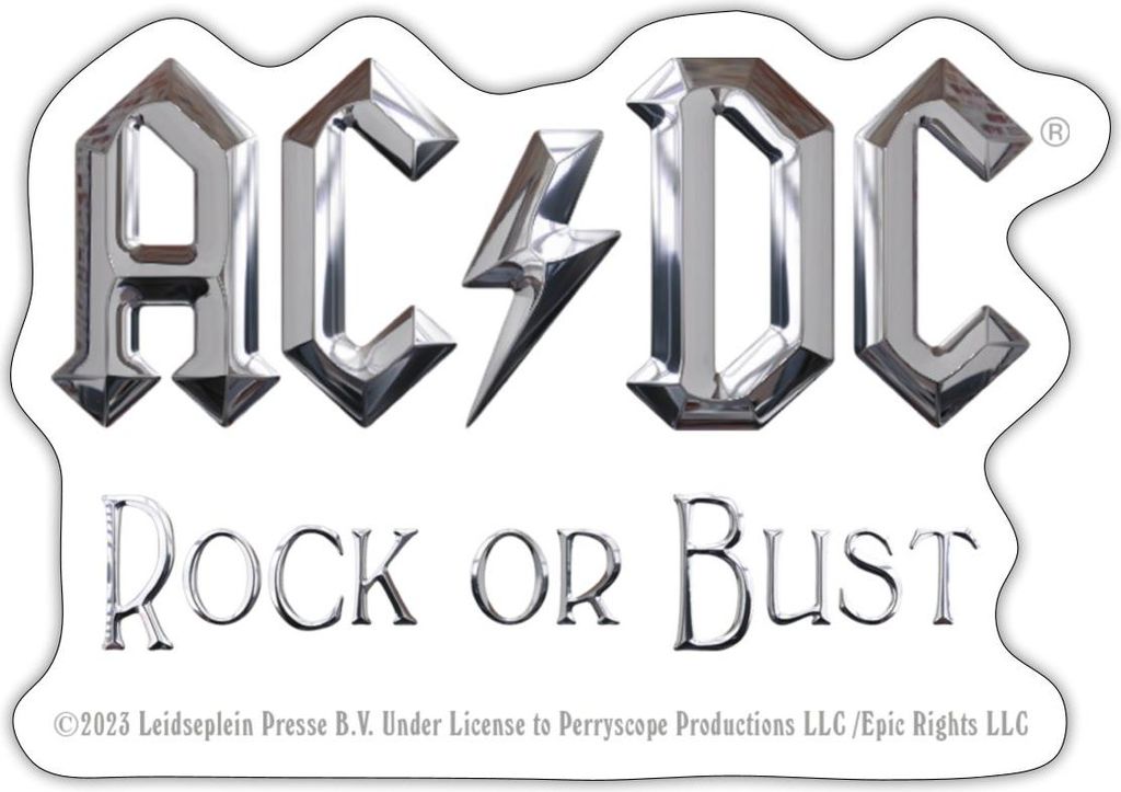 Spreadshirt AC/DC Logo In Silber Rock Or Bust Album Sticker Aufkleber, 10 x 10 cm, Mattweiß